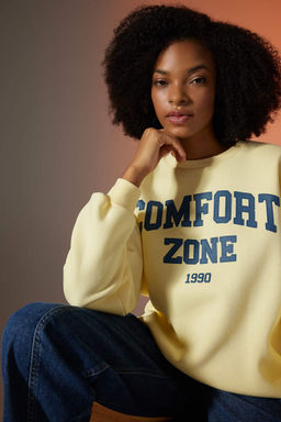 Толстый свитшот оверсайз с круглым вырезом - Defacto фото 4