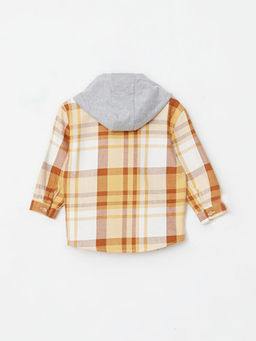 Kap??onlu Uzun Kollu Ekose Desenli Erkek Bebek G?mlek Ceket - Waikiki фото 3