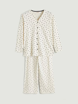 V Yaka Puantiyeli Kad?n Pijama Tak?m