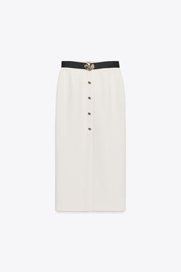 CREPE MIDI SKIRT WITH BELT - Zara фото 14