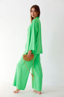 9359 Костюм из кимоно и брюк-палаццо салатовый - Martichelli фото 8