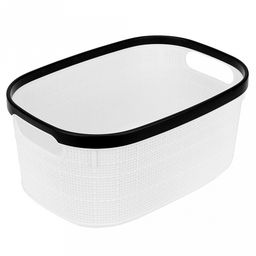 "Домашняя мода" Корзина пластмассовая для хранения "Лен" 30,5х21см h13,5см, с ручками, белый (Китай)
