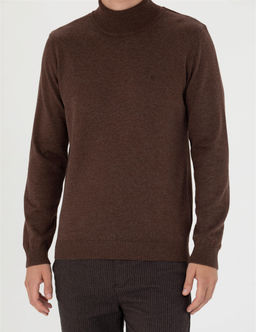 Kahverengi Slim Fit Bal_k__ Yaka Basic Triko Kazak - Pierre cardin фото 6