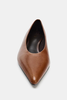 LEATHER KITTEN HEEL SHOES - Zara фото 6