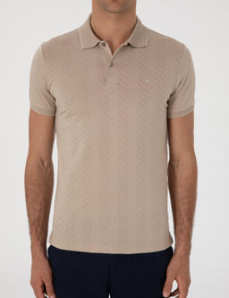 Vizon Slim Fit Desenli Polo Yaka T-shirt
