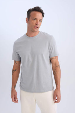 New Regular Fit Bisiklet Yaka Basic Duz K?sa Kollu Tisort - Defacto фото 4