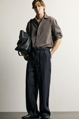 PANTAL?N RELAXED FIT 100% LINO / Marino oscuro - Zara фото 18