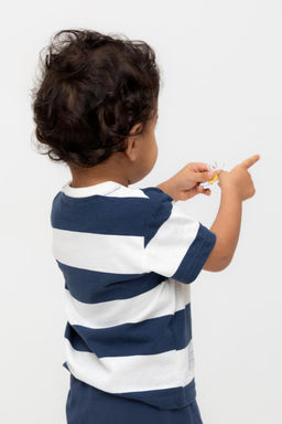 КР 302374/синий,суровый,полоска к564 фуфайка (футболка) д/мал яс - Crockid фото 3