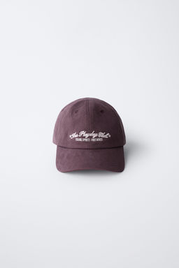 FADED-EFFECT CAP WITH EMBROIDERED TEXT