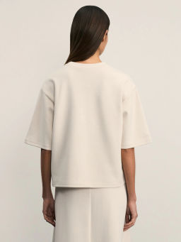 Базовая укороченная футболка из плотного джерси / Zarina  фото 5