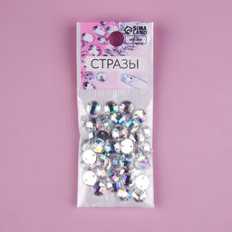 Цена за 3 шт. Стразы пришивные «Шатон», круглые, из органического стекла, с голографией, d=8 мм, 50 шт.