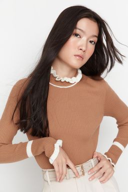 Tas Renk Bloklu Triko Kazak TWOAW22KZ1250 - Trendyolmilla фото 8