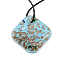 Подвеска муранское стекло ромб 50*50мм цв.голубой