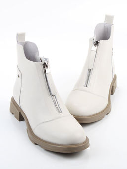 01-M43-11 LT.BEIGE Ботинки демисезонные женские (натуральная кожа, байка)