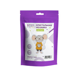 Кристальная (алмазная) мозаика ФРЕЯ ALVM-126 магнит Мышка с чаем 9.5 х 10.5 см