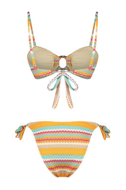 TRENDYOLMILLA Geometrik Desenli Straplez Aksesuarl? Dokulu Regular Bikini Tak?m? TBESS24BT00094  фото 8