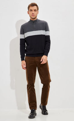 Джемпер мужской с воротом на молнии F321-15232 чёрно-серый - Fine joyce фото 4