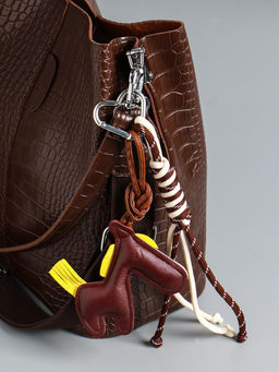 Брелок для ключей на карабине кожзам, текстиль «Лошадка с сердечком», с узлом, на сумку, рюкзак, 26×10×1.5 см