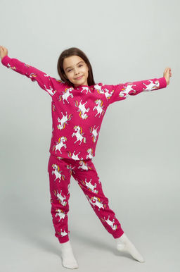 Хлопковая пижама для девочки из футера с начесом Happyfox