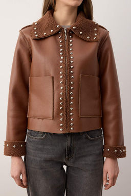 Ac?k Kahverengi Regular Kal?p Troklu Pelus Suni Deri Mont TWOAW26MO00163 - Trendyolmilla фото 4