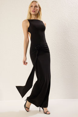 TRENDYOLMILLA K?rm?z? Gul Detayl? Orme S?k Maxi Abiye & Mezuniyet Elbise TPRSS25AE00092 фото 6