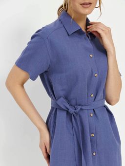 из 100% льна премиального качества. Платье Лион синее - Vals фото 4