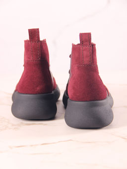 Ботинки 305.927bl.Бордовый бордовая замша/байка