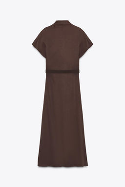COWL NECK MIDI DRESS WITH BELT - Zara фото 7
