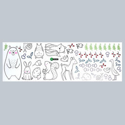 Наклейка пластик интерьерная чёрная с цветом "Лесные зверушки" 30х90 см