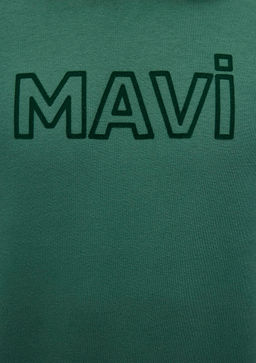 Mavi Logo Bask?l? Kapusonlu Yesil Sweatshirt  фото 7