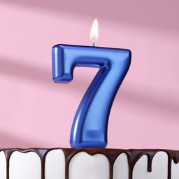 Цена за 3 шт. Свеча для торта «Европейская ГИГАНТ», цифра 7, 7 см, синий металлик