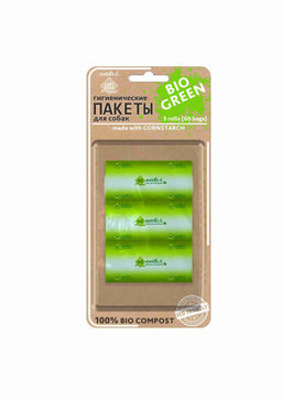 Биоразлагаемые пакеты для выгула собак 3 рулона по 20 пакетов (60 пакетов)