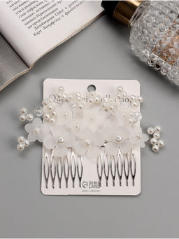 Гребень для волос QF «Эмилия», цветочный, 11×6 см, белый