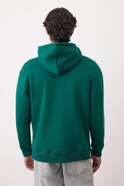 Zumrut Yesili Oversize/Genis Kesim Fermuarl? Kapusonlu Ici Polarl? Basic Sweatshirt TMNAW25SW00050