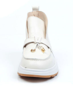 01-5281-2 WHITE Ботинки демисезонные женские (натуральная кожа, байка)