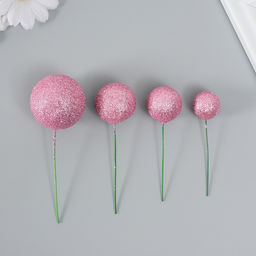 Декор для творчества «Шарики розовый блеск», d=2; 3; 3.5 и 4 см, набор 20 шт.