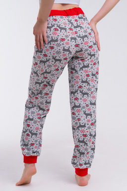 Брюки женские из кулирки на манжете красный