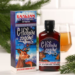Бальзам С новым годом крепкий иммунитет: шиповник, черноплодная рябина, хвоя кедра, хвоя пихты, имбирь, 250 мл.