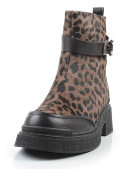 04-HSM705 BLACK/LEOPARD Ботинки зимние женские (натуральная кожа, натуральный мех)