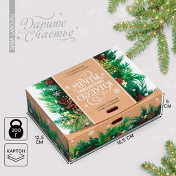 Цена за 2 шт. Коробка подарочная новогодняя складная «Мечты сбудутся», 16.5 х 12 х 5 см, БЕЗ ЛЕНТЫ