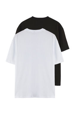 TRENDYOL MAN Beyaz-Siyah Oversize/Genis Kesim 2li Paket Kartal Bask?-Duz %100 Pamuk T-Shirt TMNSS25TS00214 - Trendyolmilla фото 11