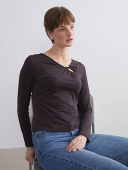 B?y?k Beden V Yaka B?zg?l? Bluz