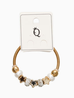 Браслет с шармами «Марджери. Жемчуг и звёзды», d=6.5 см, белый в золоте