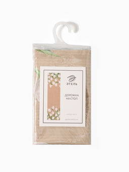 Дорожка на стол Этель Белые тюльпаны, 40?149 см, 100% хлопок, саржа 190 г/м?, бежевая