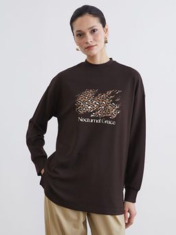 Bisiklet Yaka Oversize Kad?n Sweatshirt Tunik