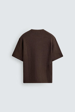 CAMISETA PUNTO CUELLO PANADERO ALGOD?N - LINO / Marr?n - Zara фото 9