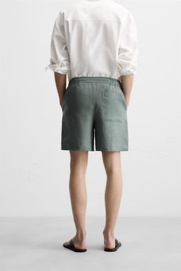 100% LINEN REGULAR FIT BERMUDA SHORTS - Zara фото 3