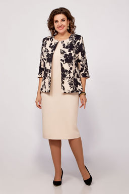 Костюм Swallow 797 бежевый/принт черные цветы фото 4