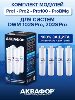 -9% Комплект сменных модулей Pro1-Pro2-Pro100-ProB Mg (для Морион 102S Pro и 202S Pro) Аквафор