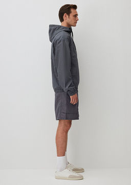 Kapusonlu Gri Ceket - Mavi фото 6